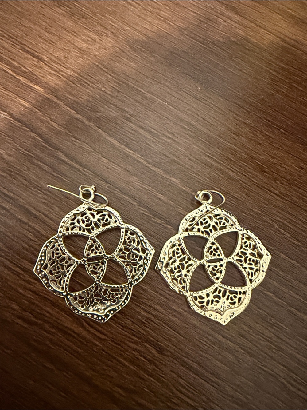 Gold Filigree Floral Drop Earrings - Women Jewelry